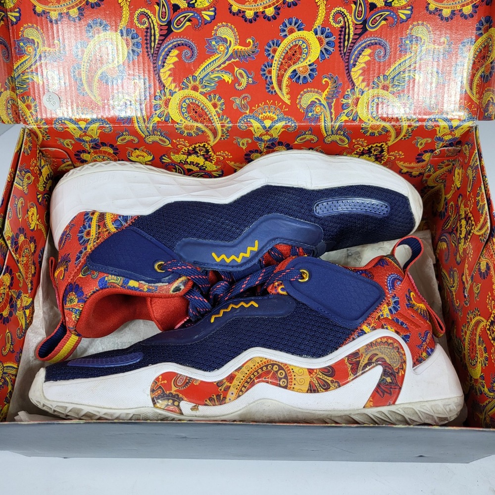 Adidas DON Issue 3 Mens 7.5 Blue Red Bel-Air Athletics Paisley H68047 Excellent